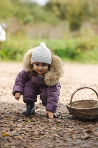 Fur Trim Quilted Snowsuit | Mauve