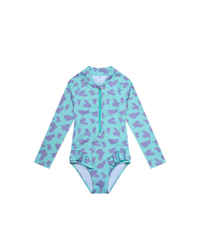 UV Protector Swimsuit | Turquoise Brush Stroke