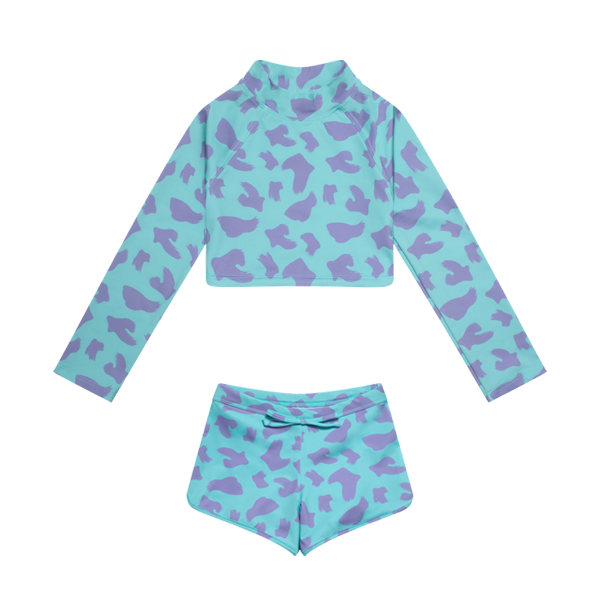 UV Protector Bikini Set | Turquoise Brush Stoke