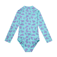 UV Protector Swimsuit | Turquoise Brush Stroke