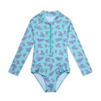 UV Protector Swimsuit | Turquoise Brush Stroke