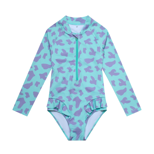 UV Protector Swimsuit | Turquoise Brush Stroke